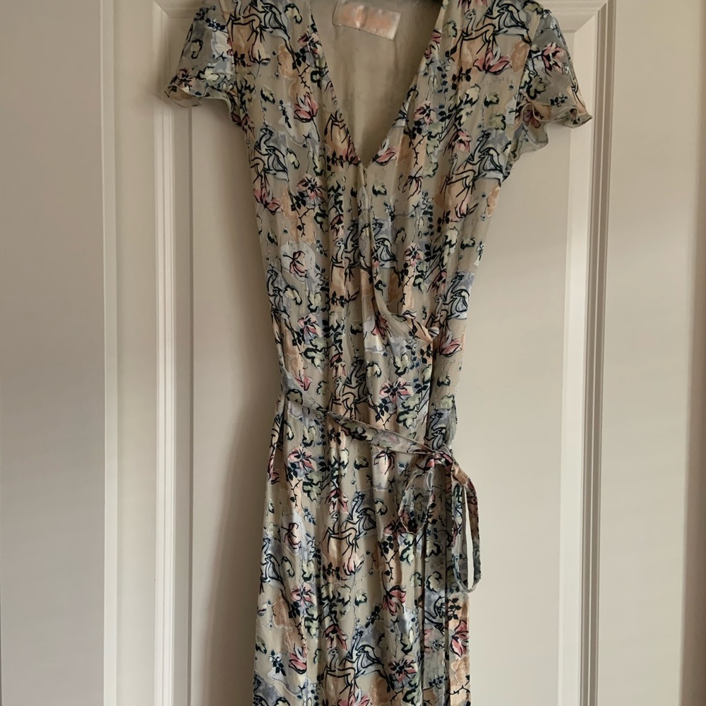 Vintage Chloe floral & deer pattern wrap dress